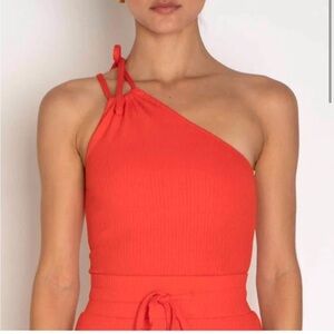 The Range Alloy Rib Tied One Shoulder Tank.